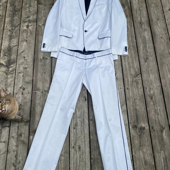 Dolce & Gabbana White Tuxedo Suit Jacket Wedding Suit & Pants Size 44R Size 36W - Picture 10 of 16